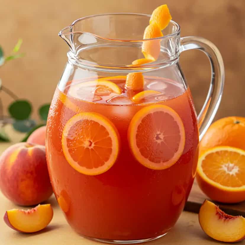 Foto deliciosa de Sangria Refrescante de Laranja e Maçã pronta para servir - Coquetéis
