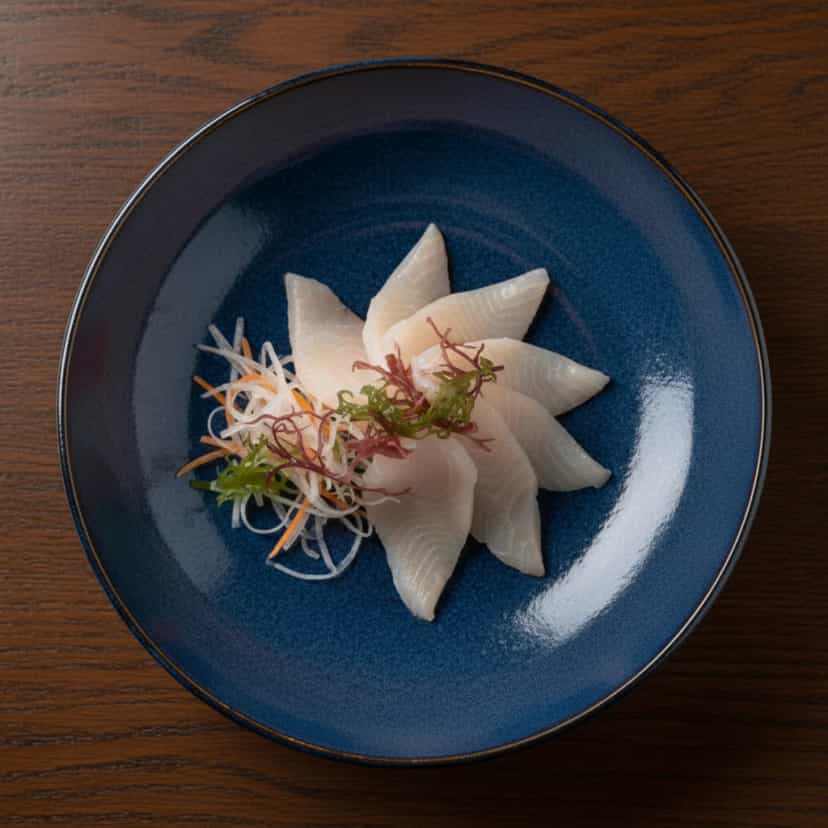 Foto deliciosa de Sashimi de Tilápia ao Limão e Gengibre pronta para servir - Outras Receitas