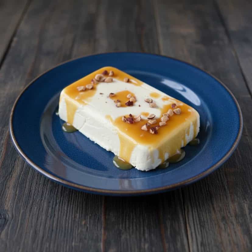 Foto deliciosa de Semi Freddo de Mel e Castanha do Pará pronta para servir - Doces Gelados & Sorvetes