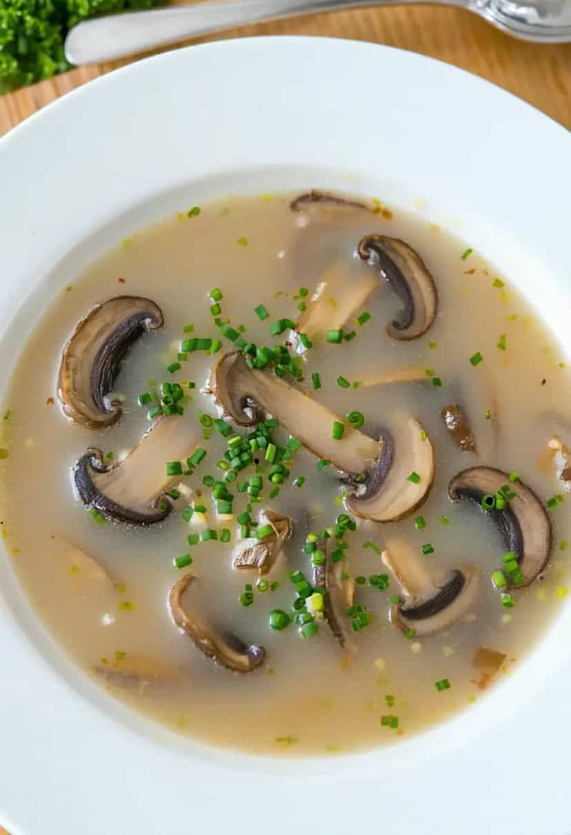 Foto deliciosa de Sopa Cremosa Simples de Cogumelos pronta para servir - Sopas & Caldos