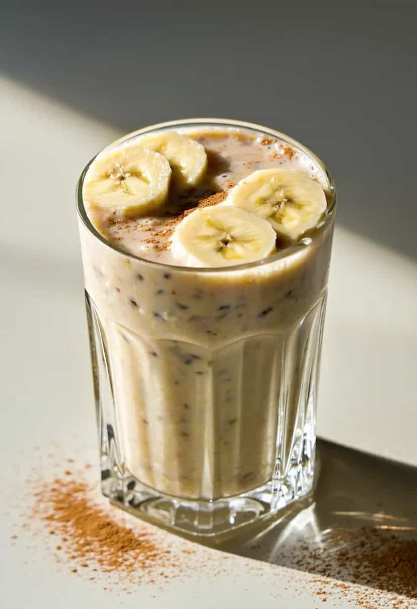 Foto deliciosa de Smoothie de Banana e Aveia pronta para servir - Aveia