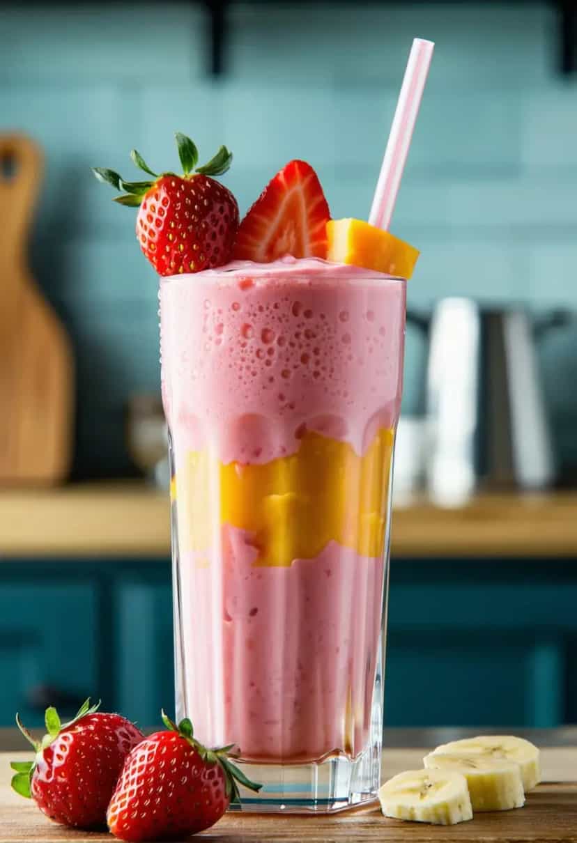 Foto deliciosa de Smoothie de Iogurte Grego e Frutas pronta para servir - Sucos & Smoothies