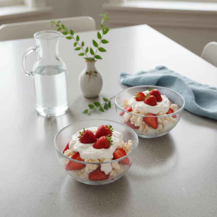 Foto deliciosa de Sobremesa Fácil de Pêssego pronta para servir - Pudins & Cremes