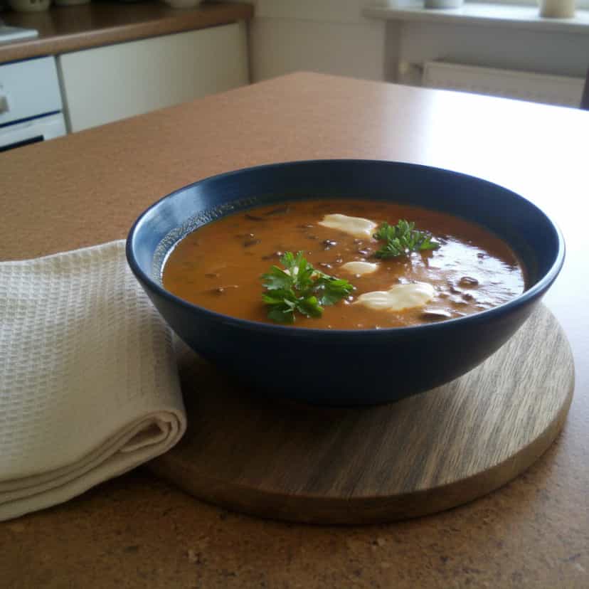 Foto deliciosa de Sopa Cremosa de Cogumelos pronta para servir - Sopas & Caldos