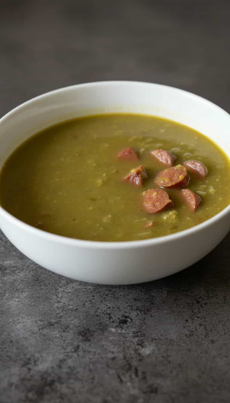 Foto deliciosa de Sopa Cremosa de Ervilha com Carne pronta para servir - Sopas & Caldos