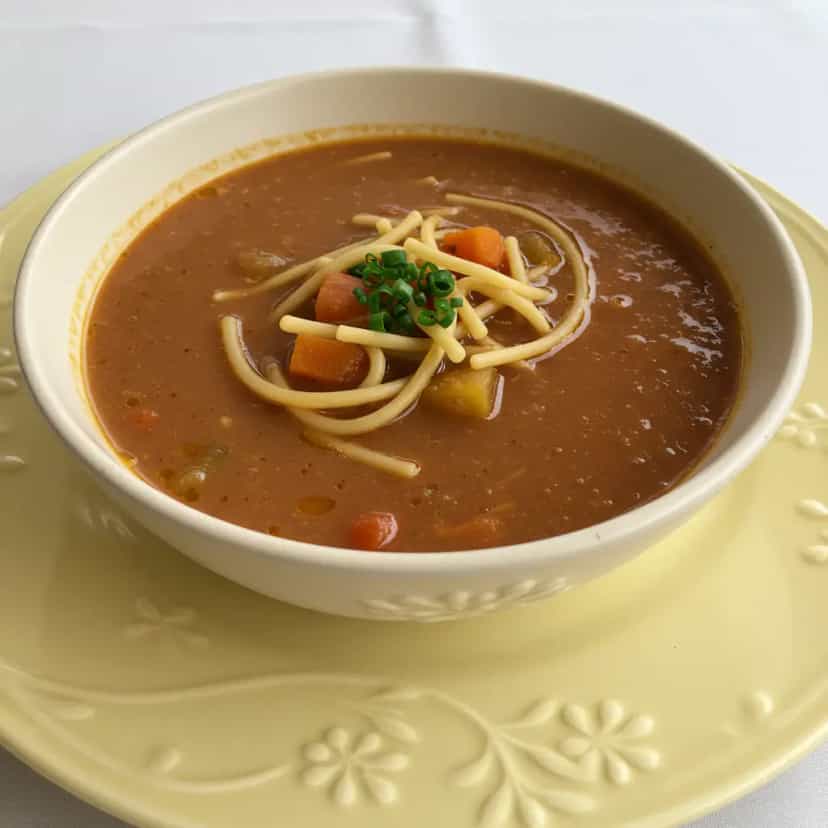 Foto deliciosa de Sopa Cremosa de Feijão com Aletria pronta para servir - Sopas & Caldos