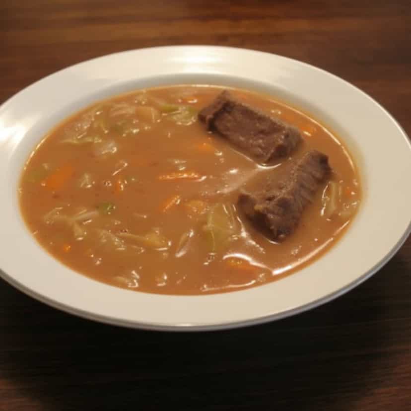 Foto deliciosa de Sopa Cremosa de Feijão com Carne pronta para servir - Sopas & Caldos