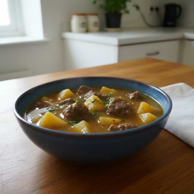 Foto deliciosa de Sopa Cremosa de Mandioca com Acém pronta para servir - Sopas & Caldos