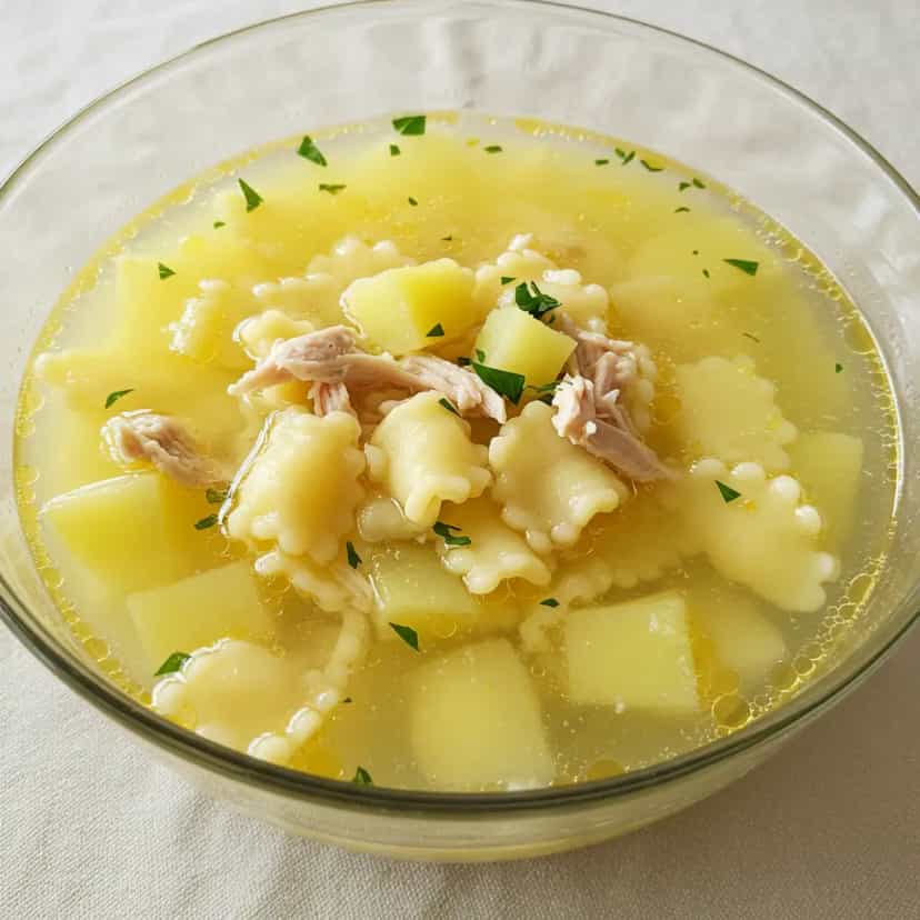 Foto deliciosa de Sopa de Capeletti com Frango pronta para servir - Sopas & Caldos