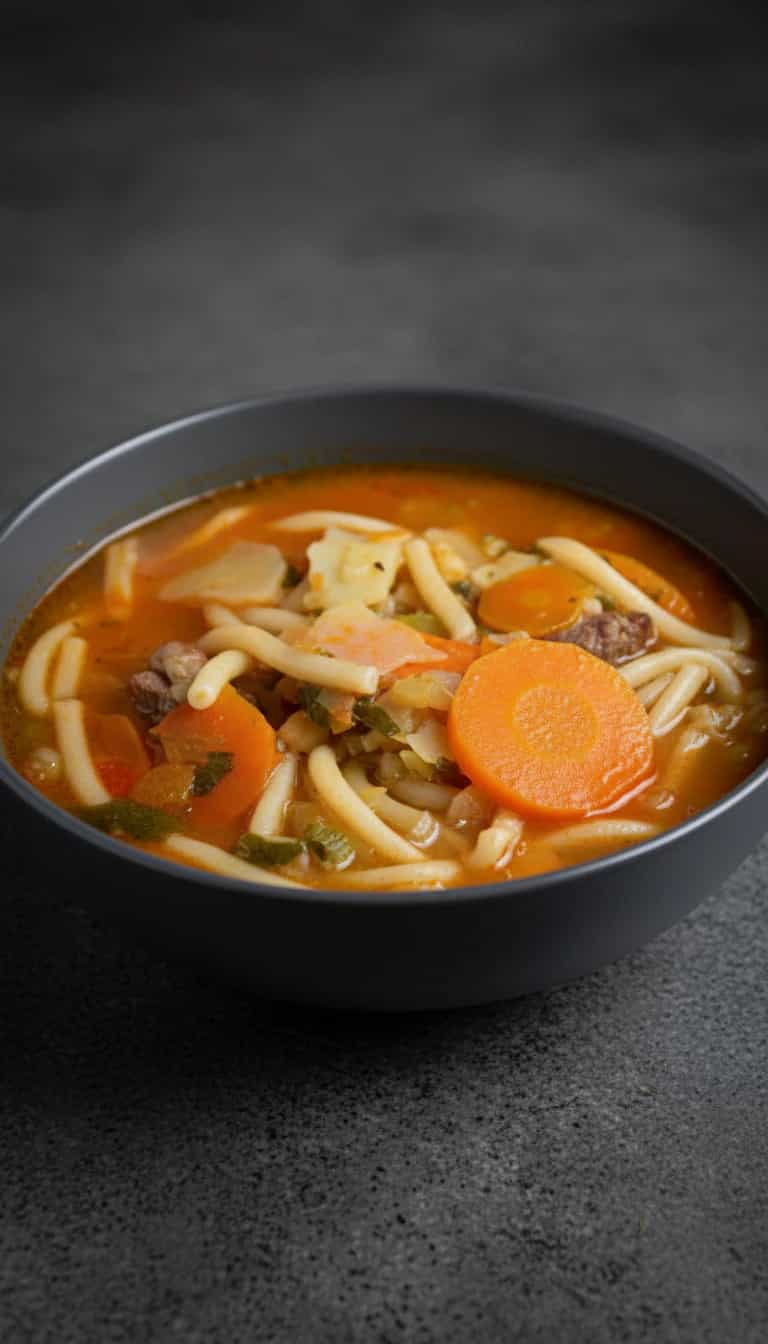 Foto deliciosa de Sopa de Carne Caseira pronta para servir - Sopas & Caldos
