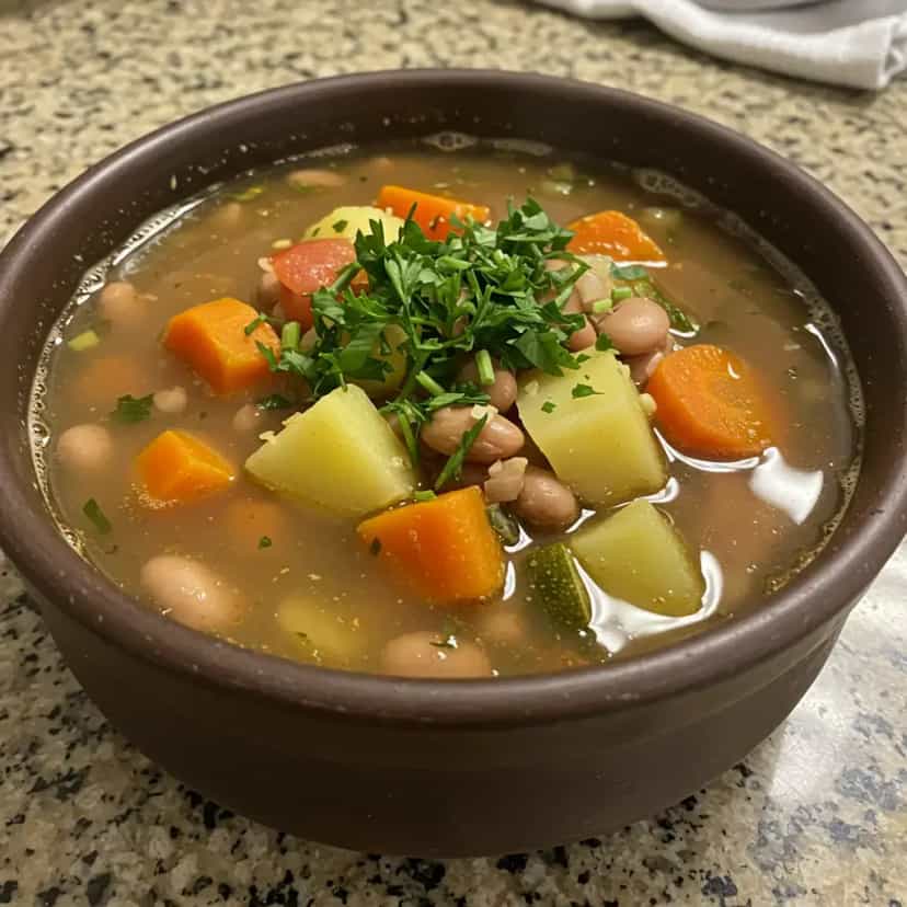 Foto deliciosa de Sopa de Feijão com Legumes pronta para servir - Sopas & Caldos