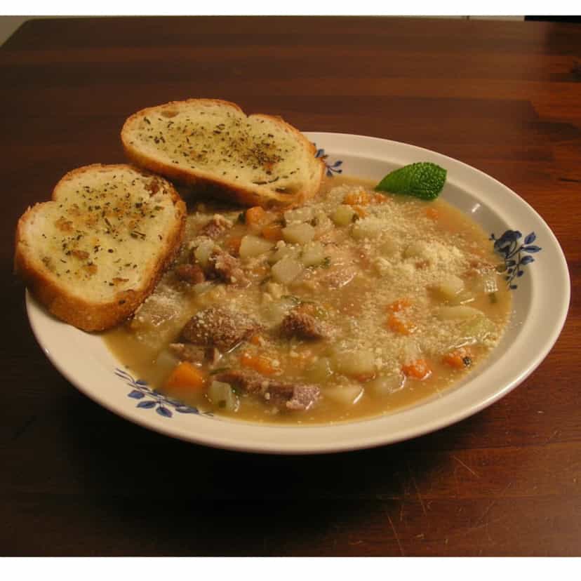 Foto deliciosa de Sopa de Legumes com Alcatra pronta para servir - Sopas & Caldos