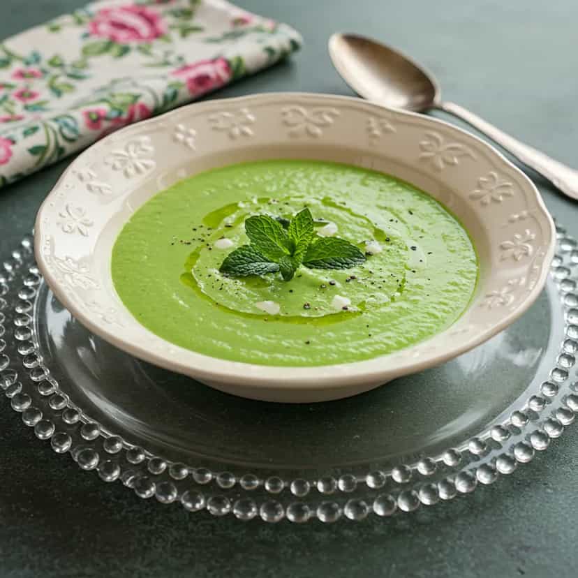 Foto deliciosa de Sopa Fria de Ervilha Refrescante pronta para servir - Sopas & Caldos