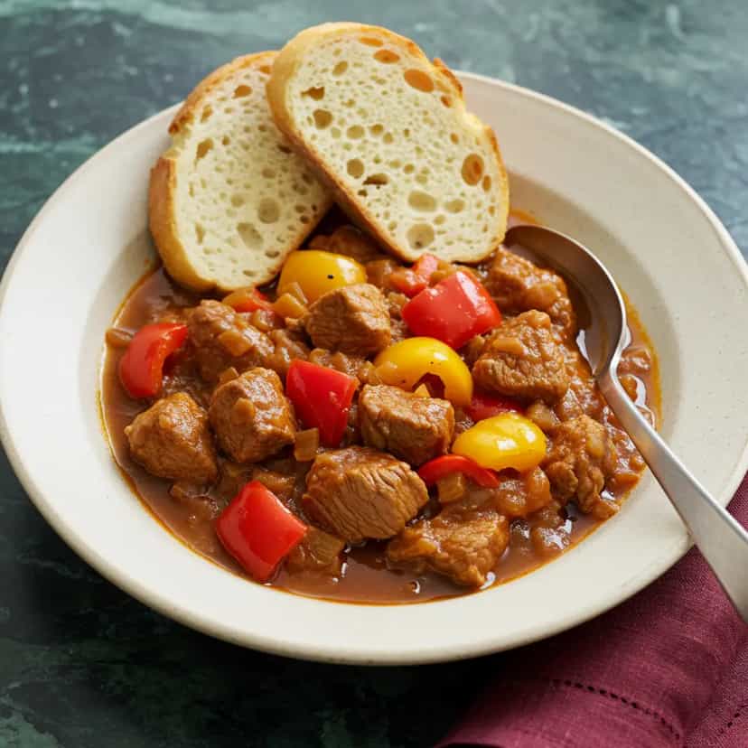 Foto deliciosa de Sopa Húngara de Porco e Boi pronta para servir - Sopas & Caldos