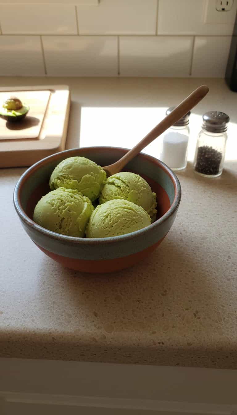 Foto deliciosa de Sorvete Cremoso de Abacate pronta para servir - Doces Gelados & Sorvetes