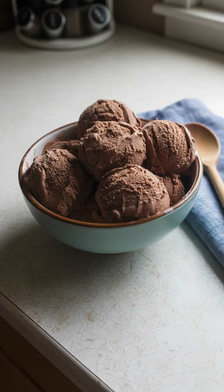 Foto deliciosa de Sorvete Cremoso de Chocolate pronta para servir - Doces Gelados & Sorvetes