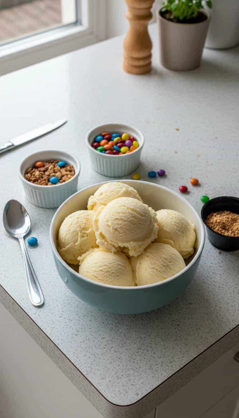 Foto deliciosa de Sorvete Cremoso de Cupuaçu pronta para servir - Doces Gelados & Sorvetes