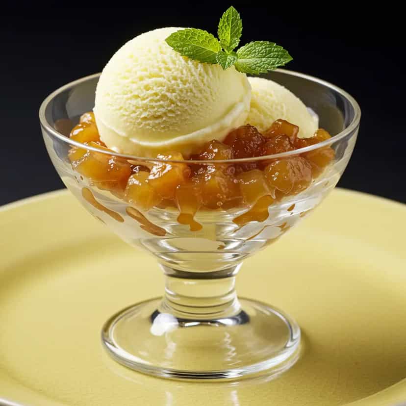 Foto deliciosa de Sorvete Cremoso de Frutas Mistas pronta para servir - Doces Gelados & Sorvetes