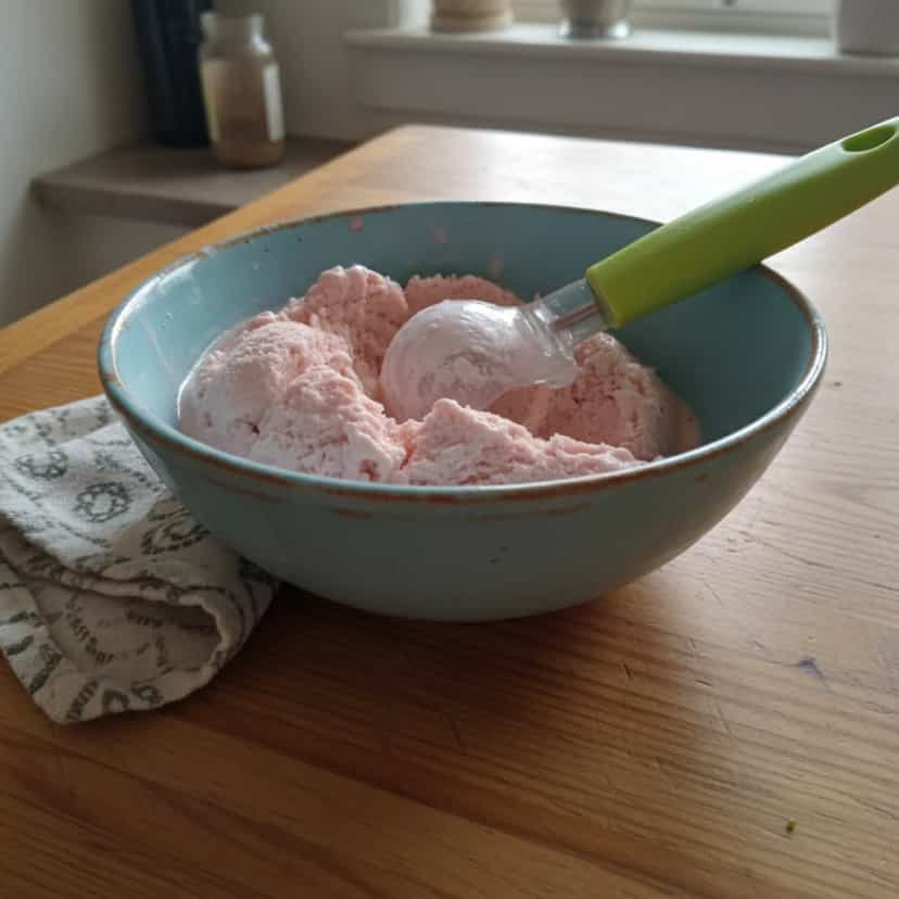 Foto deliciosa de Sorvete Cremoso de Goiaba Caseiro pronta para servir - Doces Gelados & Sorvetes