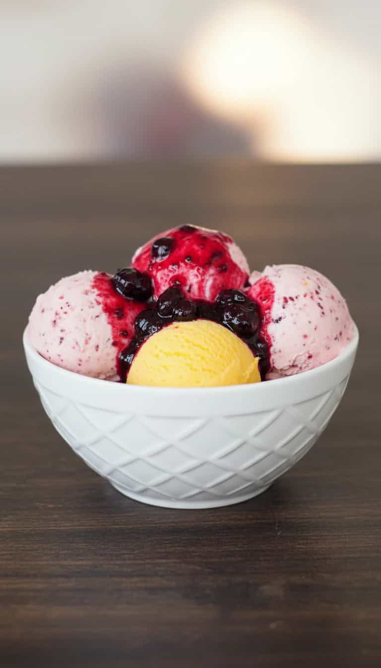 Foto deliciosa de Sorvete Cremoso de Goiabada pronta para servir - Doces Gelados & Sorvetes