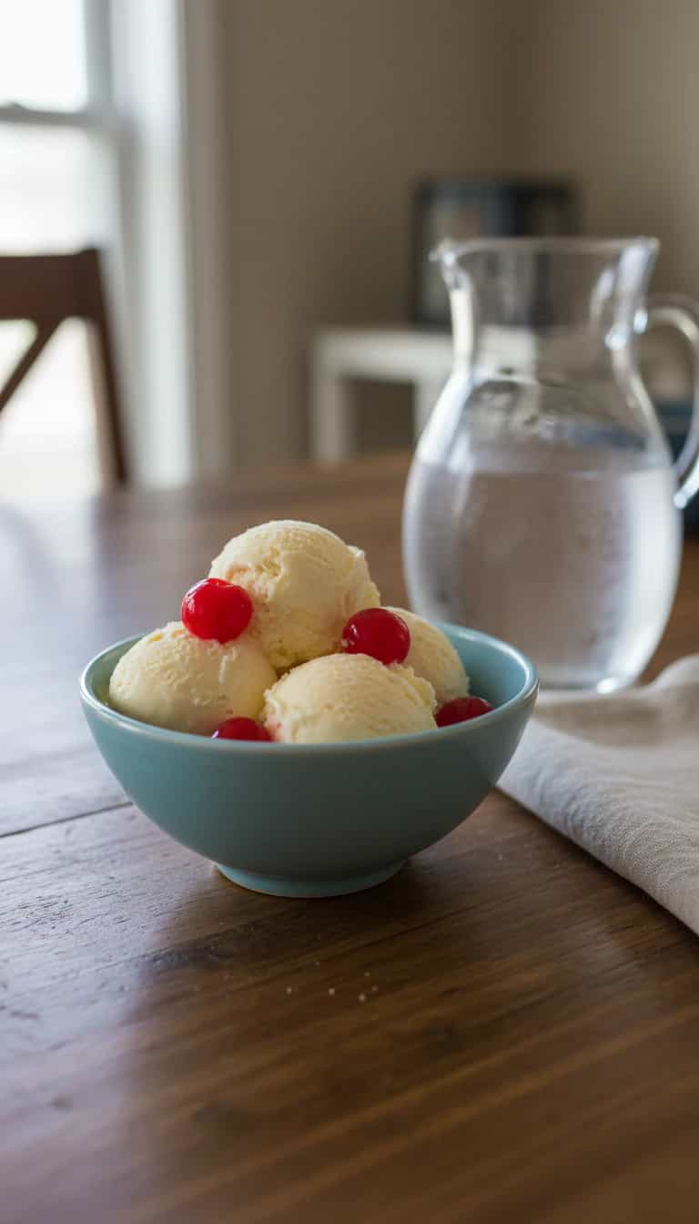 Foto deliciosa de Sorvete Cremoso de Milho Verde pronta para servir - Doces Gelados & Sorvetes