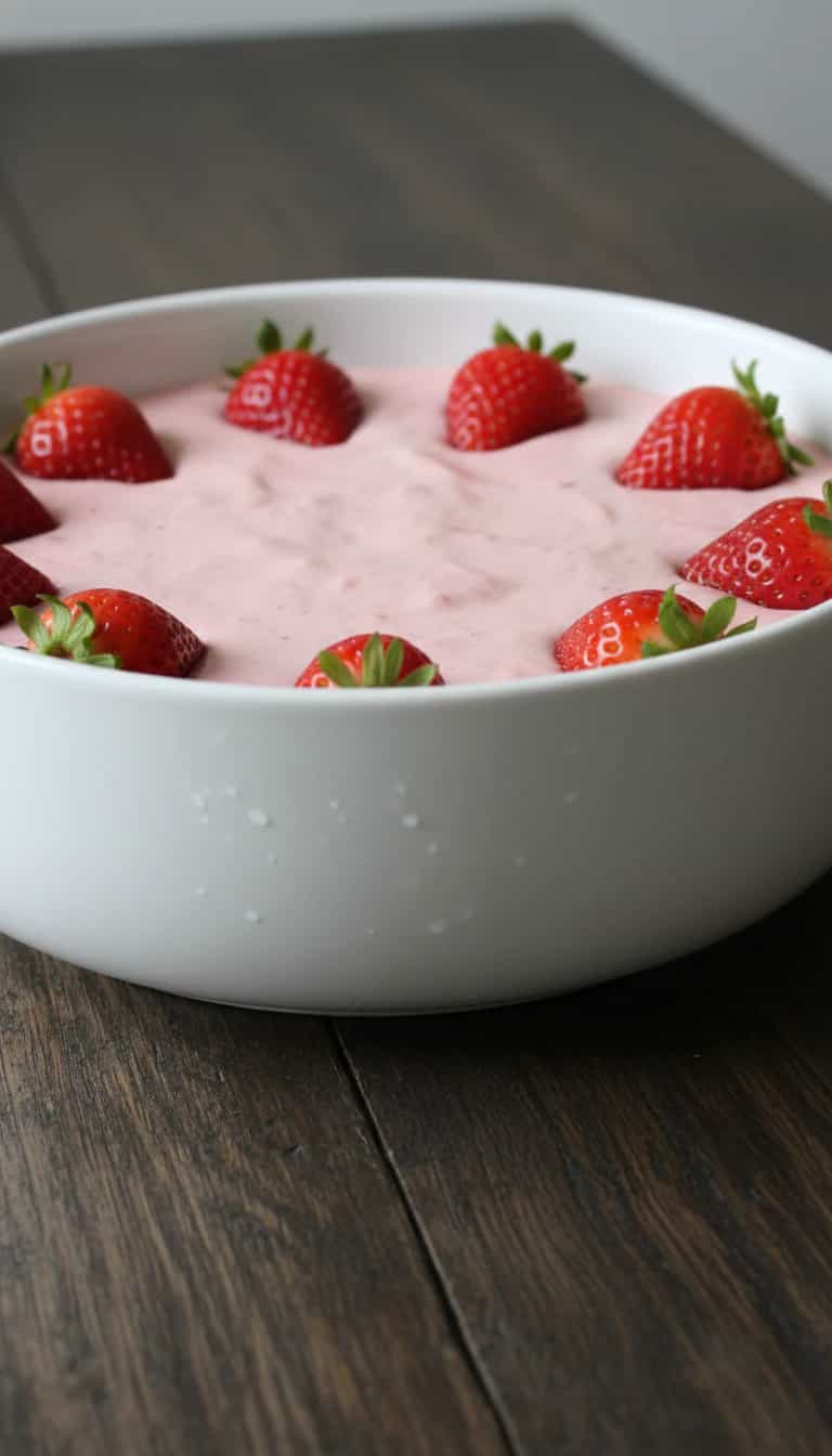 Foto deliciosa de Sorvete Cremoso de Morango pronta para servir - Doces Gelados & Sorvetes