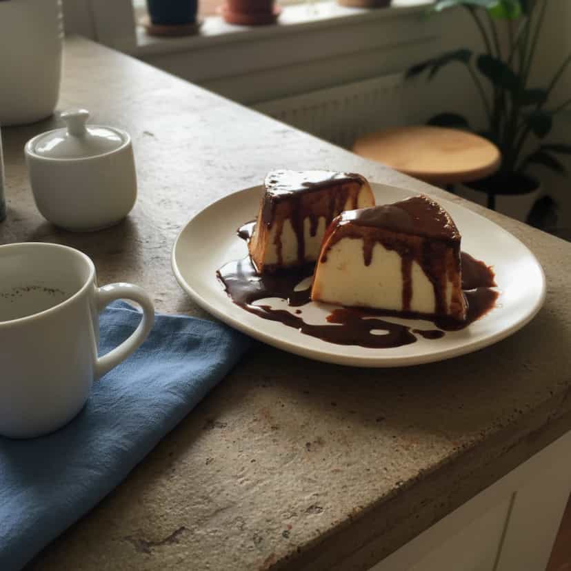 Foto deliciosa de Sorvete Cremoso de Pudim pronta para servir - Doces Gelados & Sorvetes