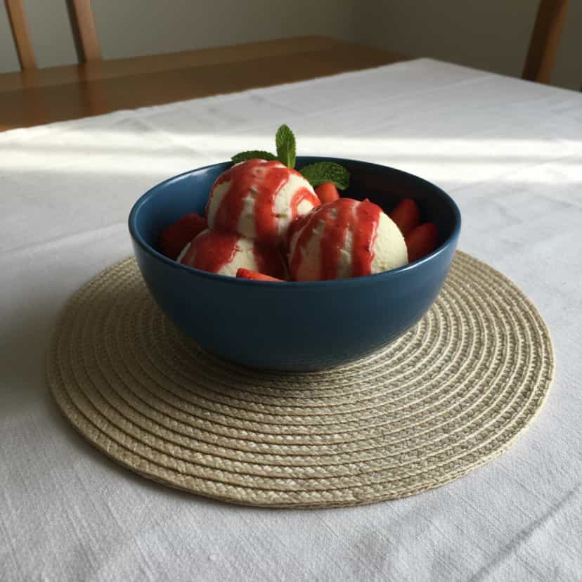 Foto deliciosa de Sorvete Cremoso de Ricota pronta para servir - Doces Gelados & Sorvetes