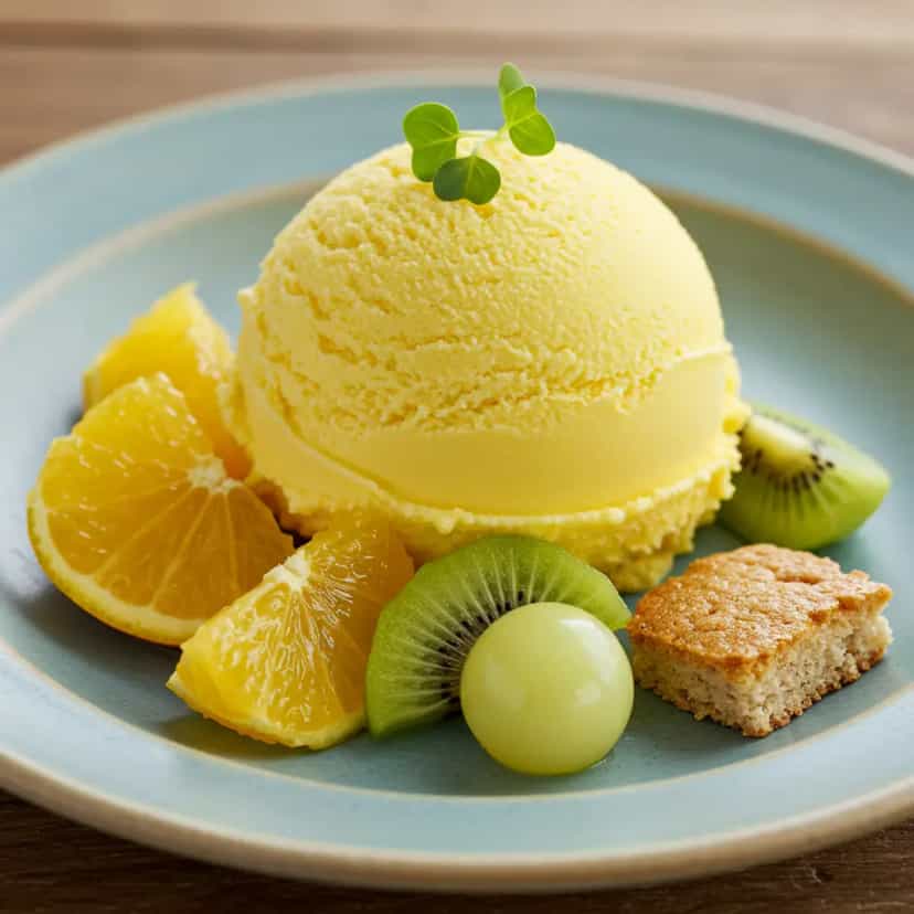 Foto deliciosa de Sorvete Cremoso de Tangerina pronta para servir - Doces Gelados & Sorvetes