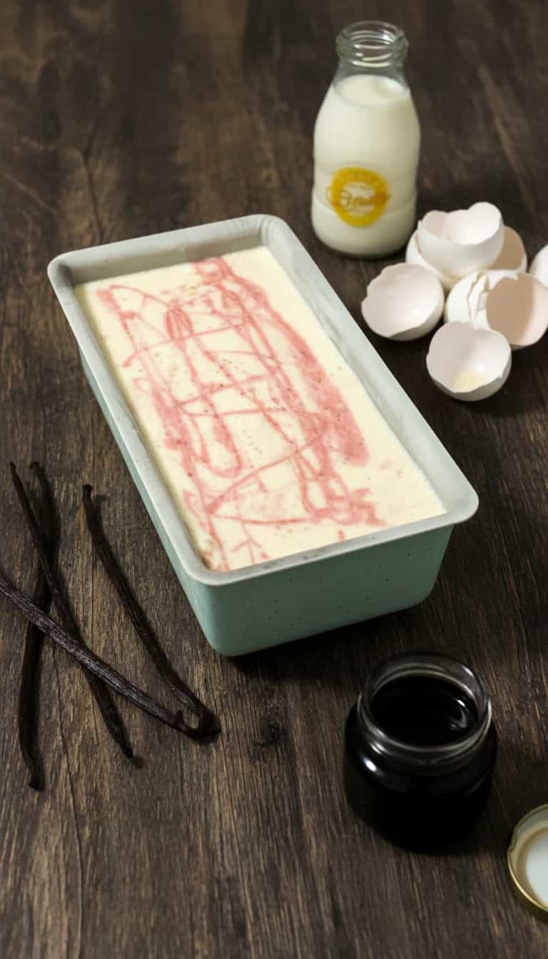 Foto deliciosa de Sorvete de Baunilha Cremoso pronta para servir - Doces Gelados & Sorvetes