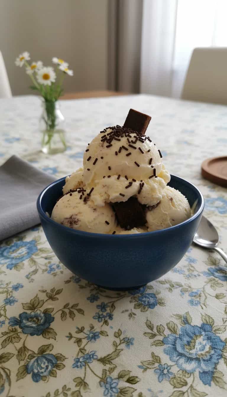 Foto deliciosa de Sorvete de Chocolate com Brigadeiro pronta para servir - Doces Gelados & Sorvetes