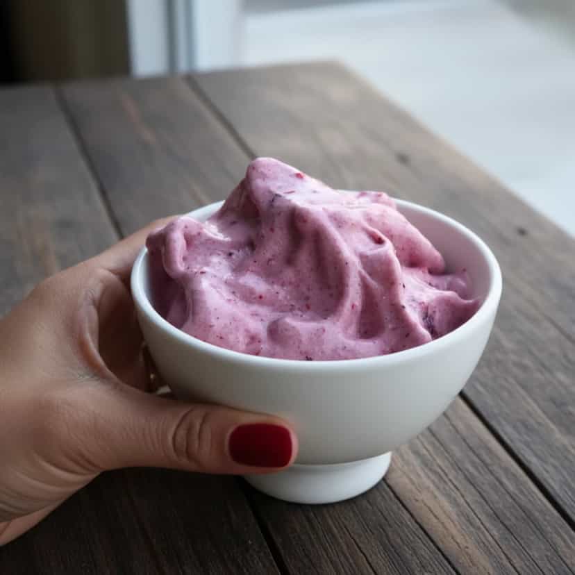 Foto deliciosa de Sorvete de Frutas Vermelhas pronta para servir - Doces Gelados & Sorvetes