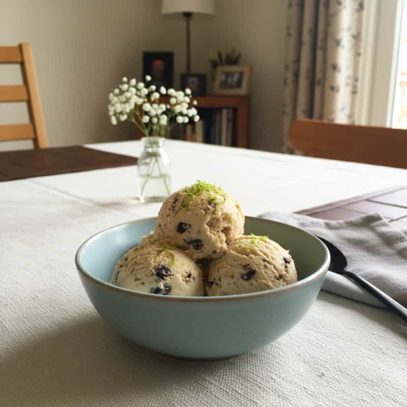 Foto deliciosa de Sorvete de Panetone com Aveia pronta para servir - Doces Gelados & Sorvetes