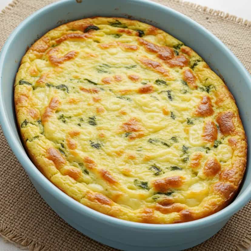 Foto deliciosa de Soufflé de Folhas Verdes e Queijo pronta para servir - Almoço & Jantar