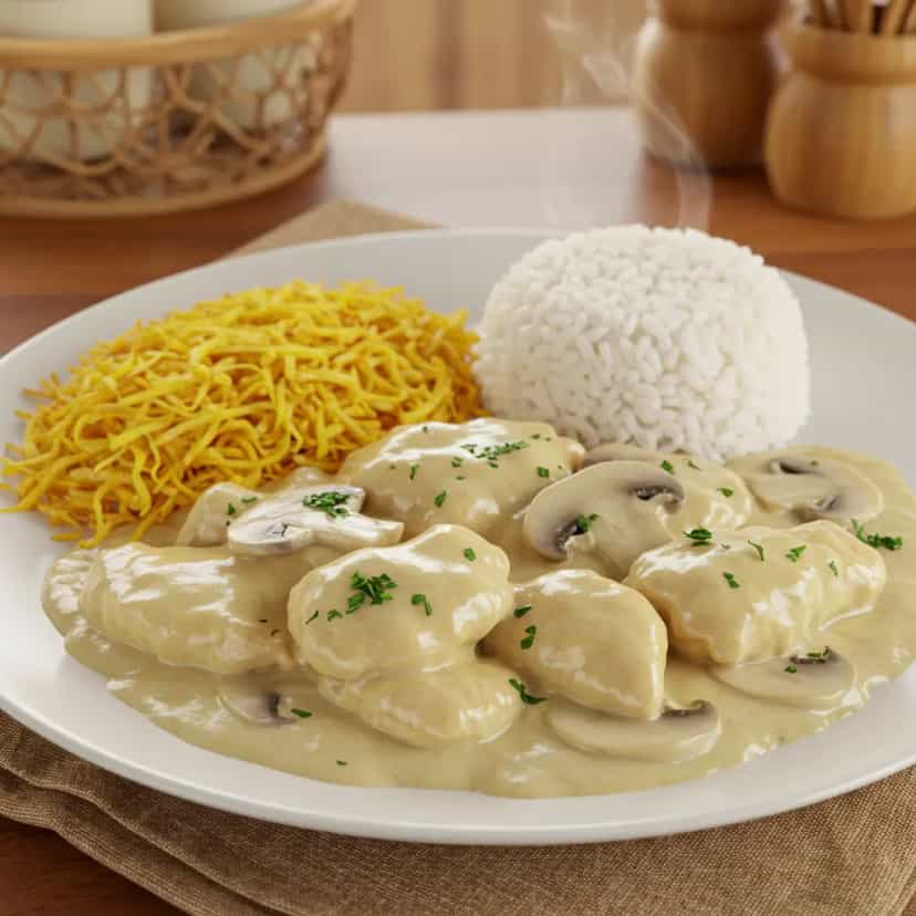 Foto deliciosa de Strogonoff de Frango e Maionese pronta para servir - Carnes & Frango