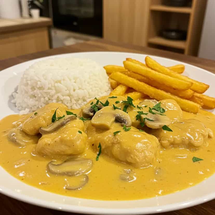 Foto deliciosa de Strogonoff de frango pronta para servir - Carnes & Frango