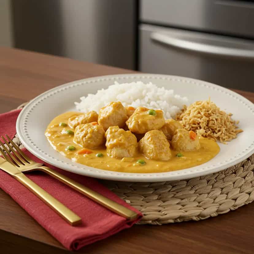 Foto deliciosa de Strogonoff de Frango na Air Fryer pronta para servir - Na Airfryer