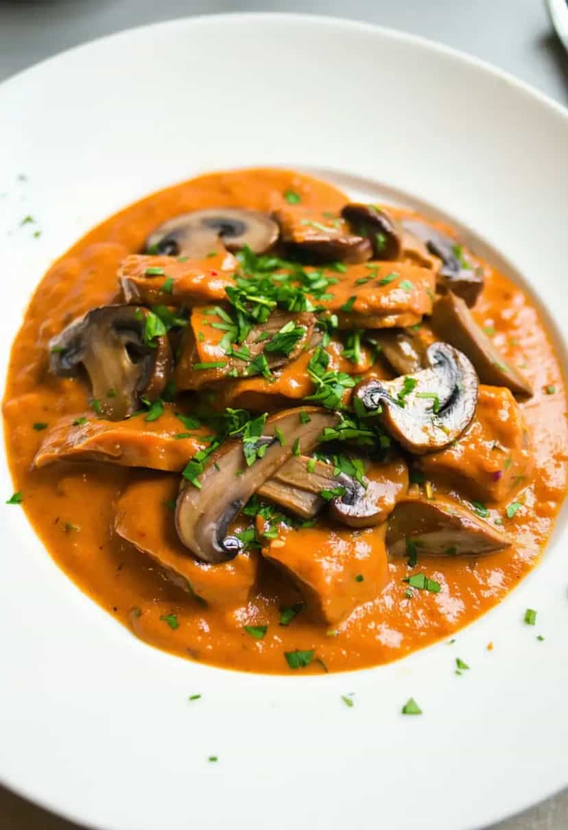 Foto deliciosa de Strogonoff de Patinho Simples pronta para servir - Carnes & Frango