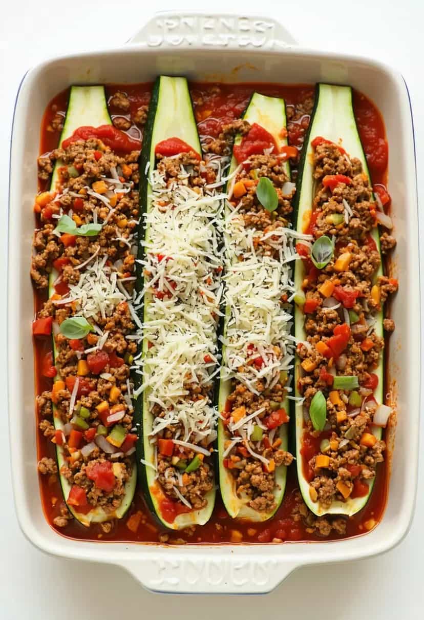 Foto deliciosa de Barquinhas de Abobrinha Recheadas pronta para servir - Almoço & Jantar