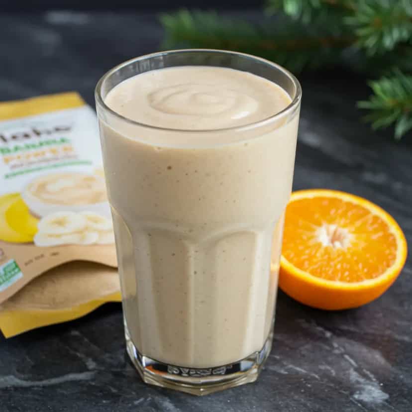 Foto deliciosa de Suco Cremoso de Banana com Laranja pronta para servir - Sucos & Smoothies