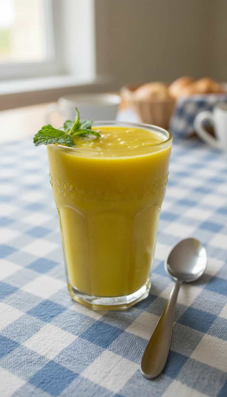 Foto deliciosa de Suco de Manga com Laranja e Hortelã pronta para servir - Sucos & Smoothies