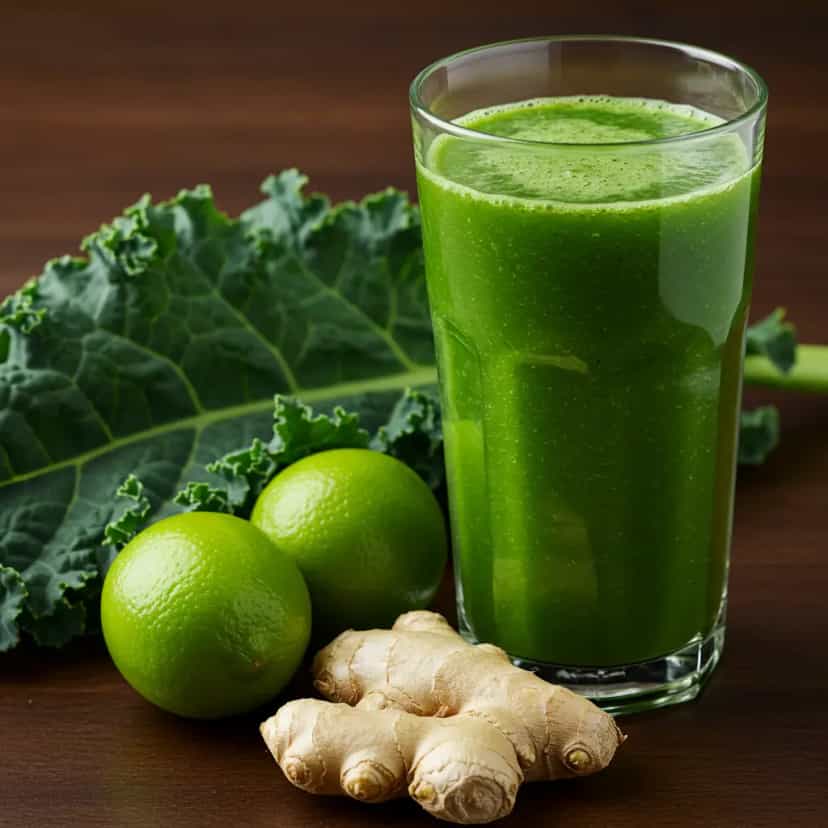 Foto deliciosa de Suco Detox de Couve, Laranja e Gengibre pronta para servir - Sucos & Smoothies
