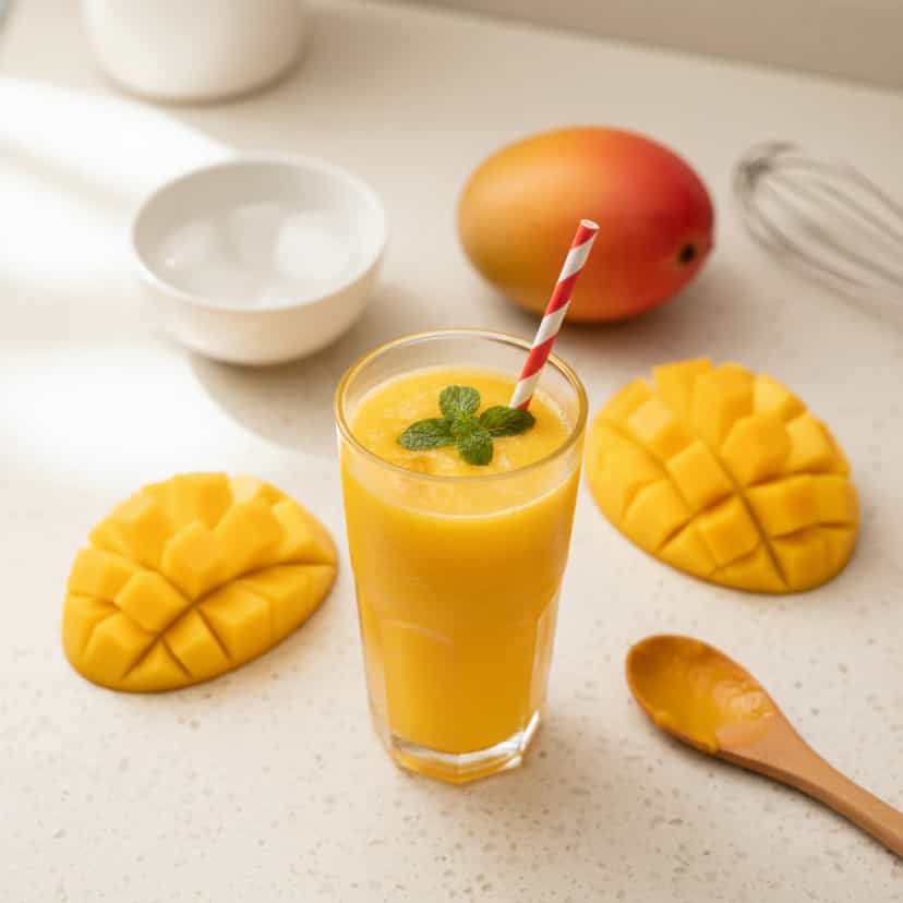 Foto deliciosa de Suco Refrescante de Manga com Limão pronta para servir - Sucos & Smoothies