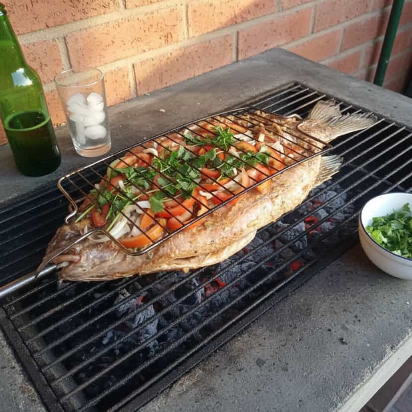 Foto deliciosa de Tainha na Brasa com Temperos Especiais pronta para servir - Peixes & Frutos do Mar