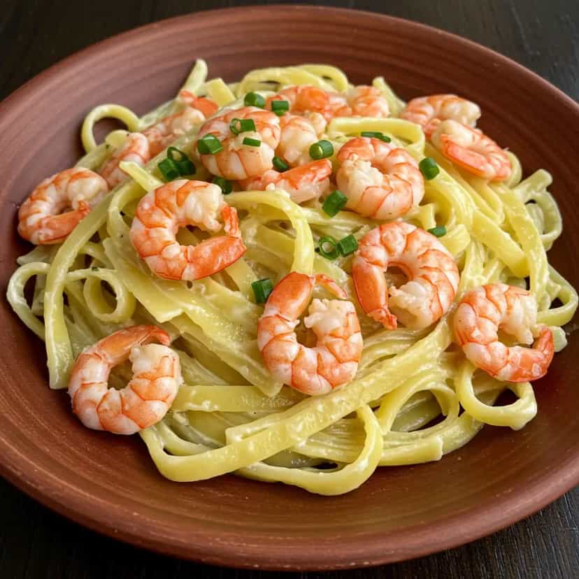 Foto deliciosa de Talharim ao Molho de Camarão pronta para servir - Massas & Macarrão