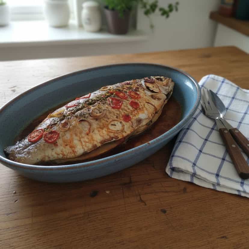 Foto deliciosa de Tambaqui Assado ao Forno pronta para servir - Peixes & Frutos do Mar