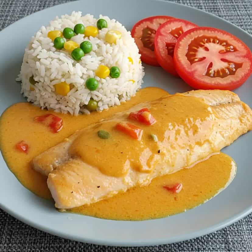 Foto deliciosa de Tambaqui Cozido ao Molho de Tomate pronta para servir - Peixes & Frutos do Mar