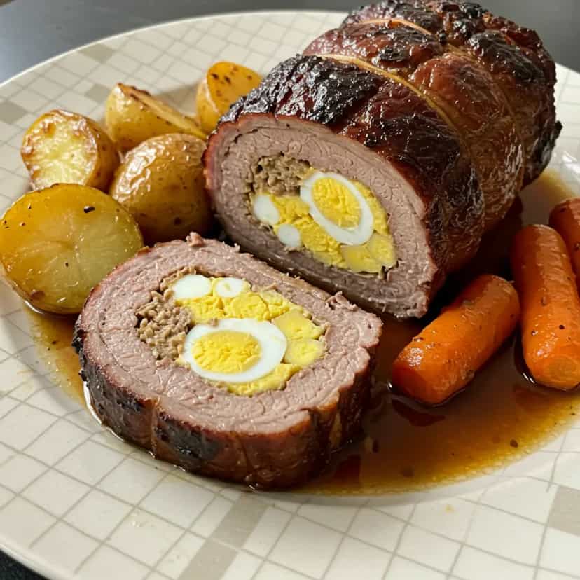 Foto deliciosa de Tatu Recheado ao Vinho Tinto pronta para servir - Carnes & Frango