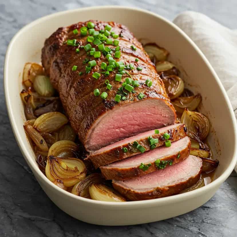 Foto deliciosa de Tender Assado com Molho de Ervas pronta para servir - Carnes & Frango