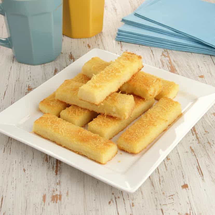 Foto deliciosa de Tirinhas de Pão com Queijo pronta para servir - Lanches de Padaria